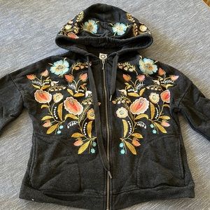 Anthropologie floral embroidered hoodie size M